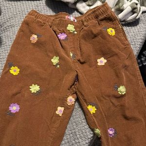 Urban outfitters corduroy embroidered flower pants